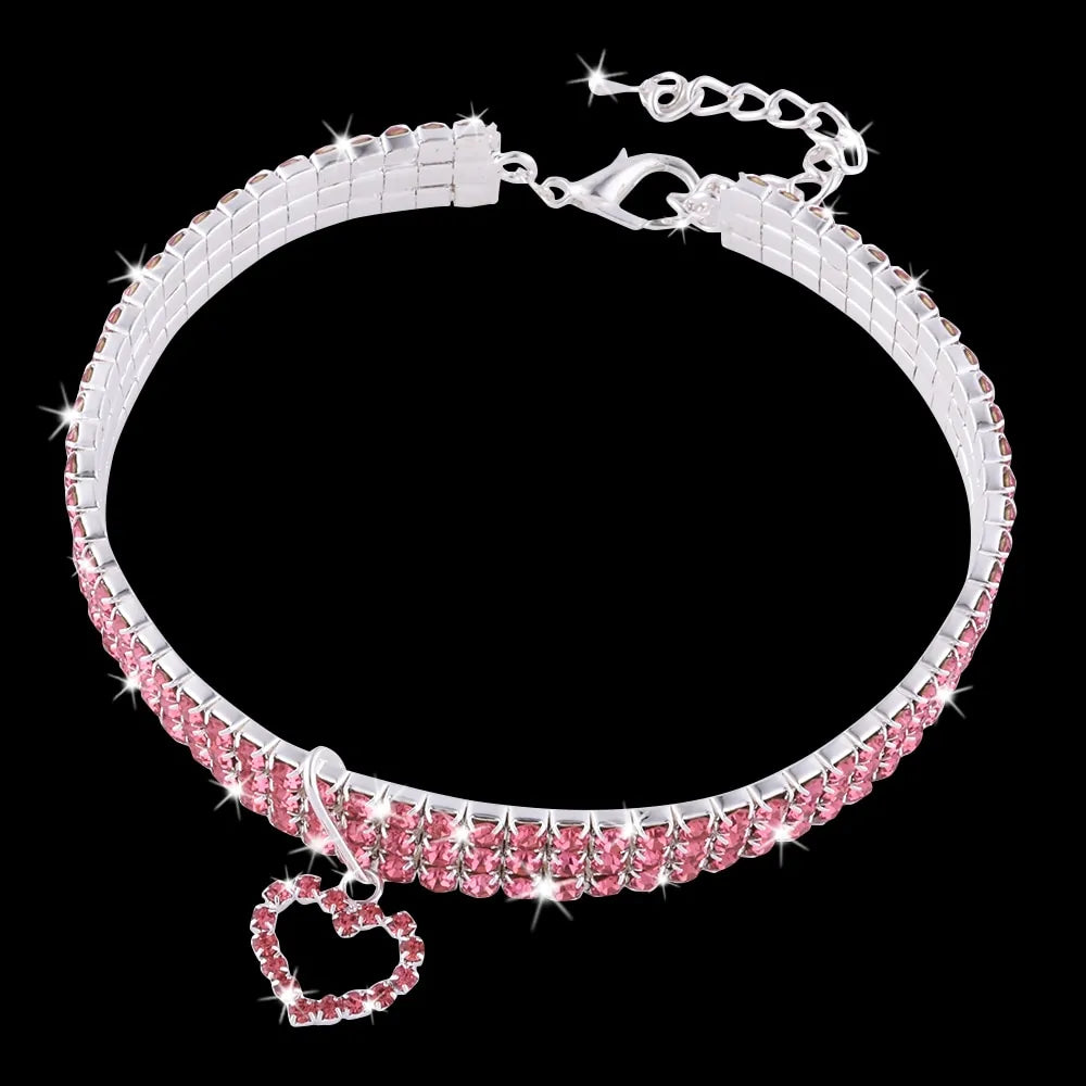 GlamourHeart Rhinestone Pet Collar