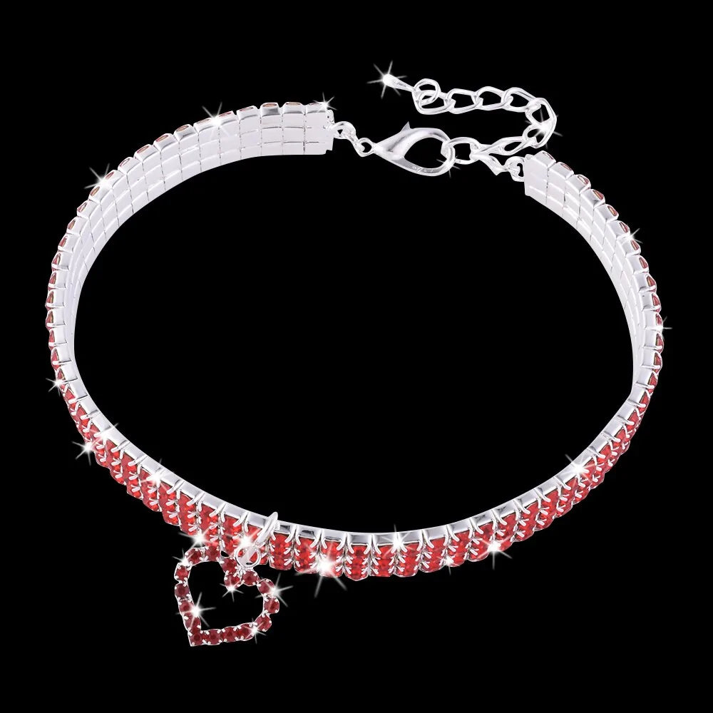 GlamourHeart Rhinestone Pet Collar