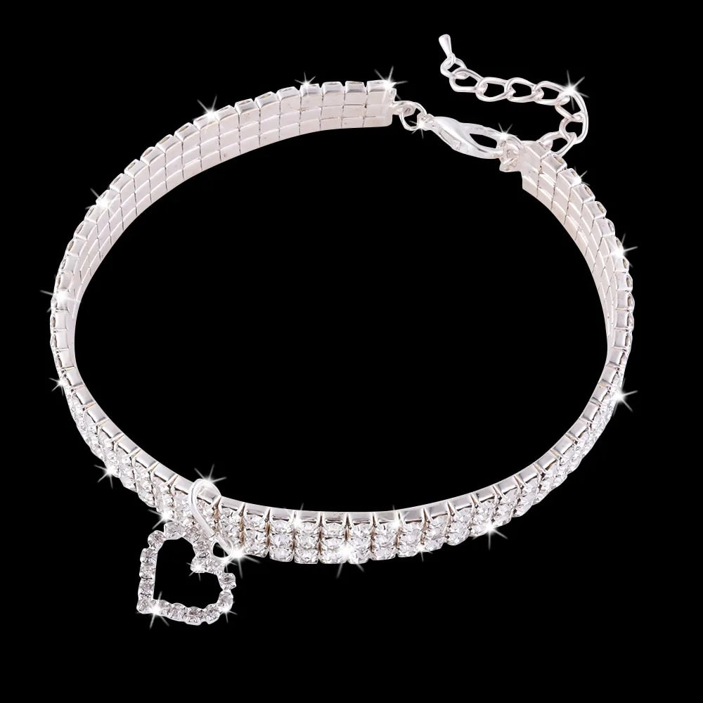 GlamourHeart Rhinestone Pet Collar